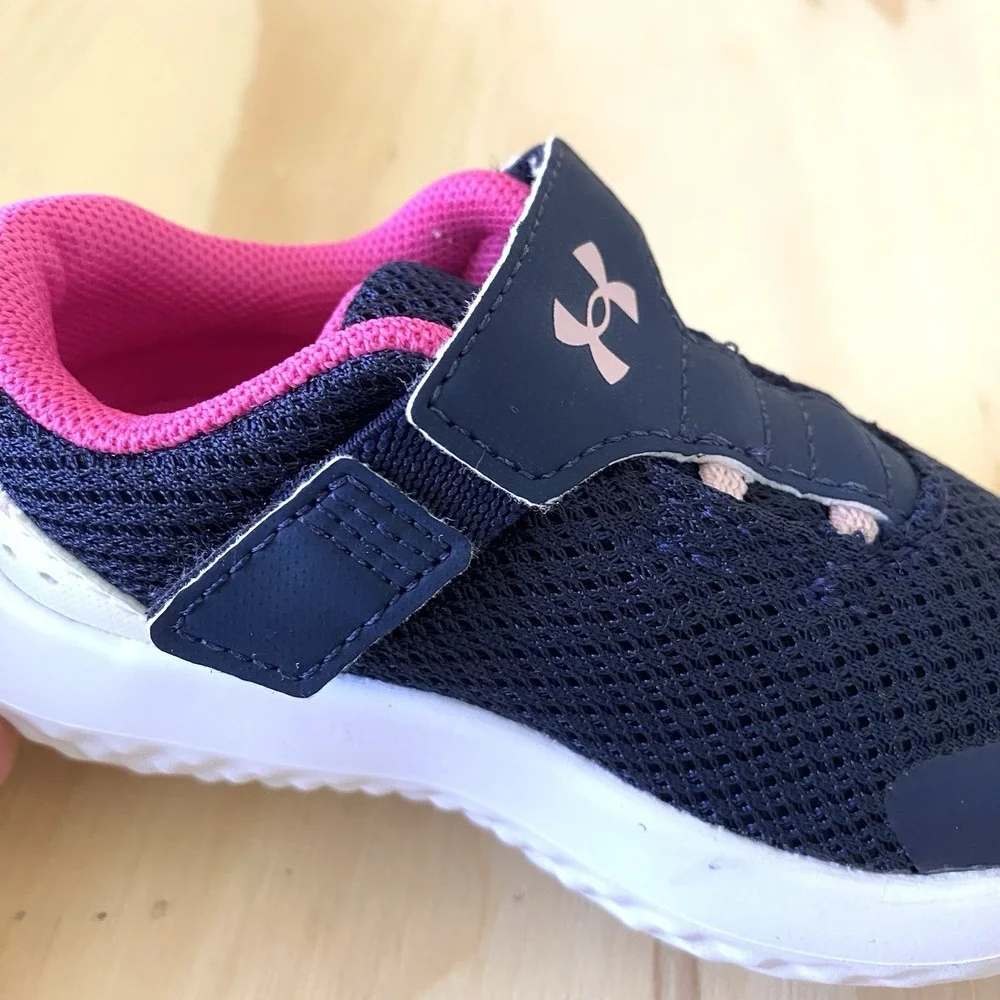 Under Armour Toddler Girls Navy & Pink Tennis Shoes Size 5K NWT